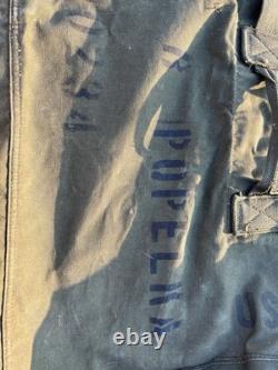 Vintage US Army Military Duffel Bag Olive Green Cotton Canvas NAMED Popelka