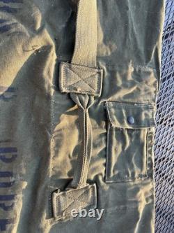 Vintage US Army Military Duffel Bag Olive Green Cotton Canvas NAMED Popelka