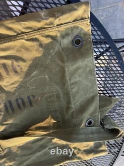 Vintage US Army Military Duffel Bag Olive Green Cotton Canvas NAMED Popelka