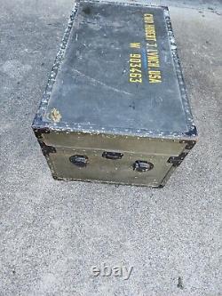 Vintage US Army Military Foot Locker Metal Storage Trunk Green Personalized