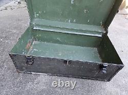 Vintage US Army Military Foot Locker Metal Storage Trunk Green Personalized