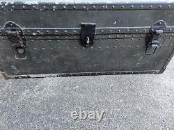 Vintage US Army Military Foot Locker Metal Storage Trunk Green Personalized