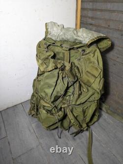 Vintage US Army Military Green Nylon Field Pack Backpack with Metal Frame