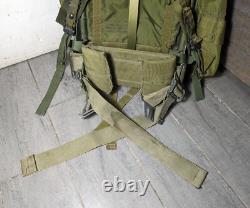 Vintage US Army Military Green Nylon Field Pack Backpack with Metal Frame