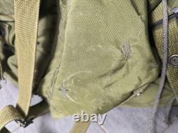 Vintage US Army Military Green Nylon Field Pack Backpack with Metal Frame