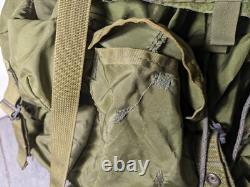 Vintage US Army Military Green Nylon Field Pack Backpack with Metal Frame