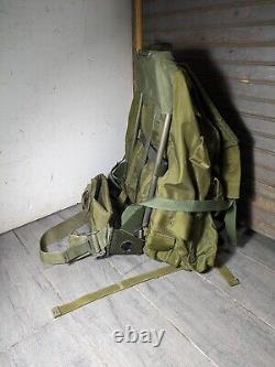 Vintage US Army Military Green Nylon Field Pack Backpack with Metal Frame