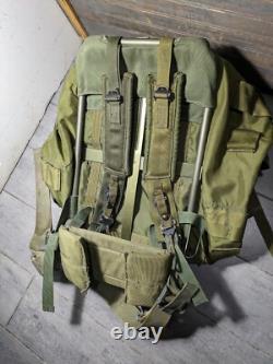 Vintage US Army Military Green Nylon Field Pack Backpack with Metal Frame