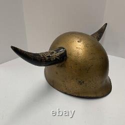 Vintage US Army Military Hazing Helmet With Attached Horns & Liner