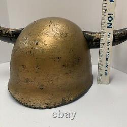 Vintage US Army Military Hazing Helmet With Attached Horns & Liner