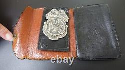 Vintage US Army Military Police Badge with Leather Badge Case