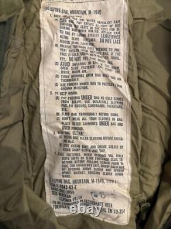 Vintage US Army Military Sleeping Bag Mountain M-1949 Type 1 Down with Cover