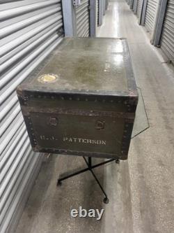 Vintage US Army Military USMC Transport Foot Locker Trunk Chest Crate Box Green