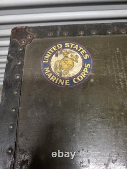 Vintage US Army Military USMC Transport Foot Locker Trunk Chest Crate Box Green