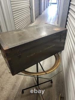 Vintage US Army Military USMC Transport Foot Locker Trunk Chest Crate Box Green