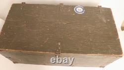 Vintage US Army Military Wood Trunk Chest Foot Locker with Tray Vietnam War