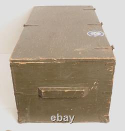 Vintage US Army Military Wood Trunk Chest Foot Locker with Tray Vietnam War