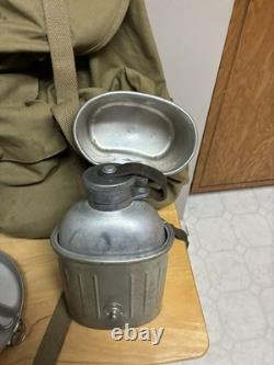 Vintage US Army Mountain Troops Backpack With Mess Kit And Canteen