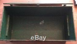 Vintage US MILITARY ARMY Wooden Gear Trunk Chest Storage Box 31x17x14 Antique