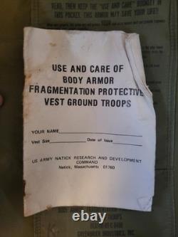 Vintage US Military Army USGI Woodland Frag Protective Flak Vest With Instructions