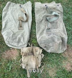 Vintage US Military Canvas Bag Lot With Accessories