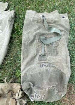 Vintage US Military Canvas Bag Lot With Accessories