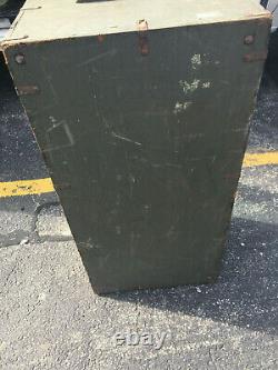 Vintage WOOD FOOT LOCKER Military US Army Trunk Chest