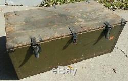 Vintage WOOD FOOT LOCKER Military US Army Trunk Chest WWII Camp Swift, Texas