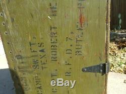 Vintage WOOD FOOT LOCKER Military US Army Trunk Chest WWII Camp Swift, Texas