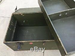 Vintage WOOD FOOT LOCKER Military US Army Trunk Chest WWII w Tray 1st Lieutenant