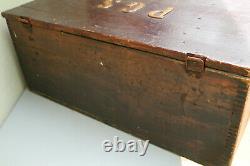 Vintage WOOD FOOT LOCKER Military US Army Trunk Chest dovetailed-Fort Lee