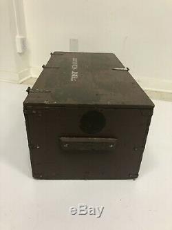 Vintage WOOD FOOT LOCKER w Tray military US army trunk chest Green storage box 4