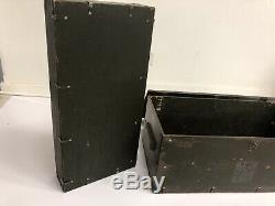 Vintage WOOD FOOT LOCKER w Tray military US army trunk chest Green storage box 4