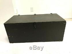 Vintage WOOD FOOT LOCKER w Tray military US army trunk chest Green storage box 5