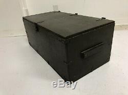 Vintage WOOD FOOT LOCKER w Tray military US army trunk chest Green storage box 5