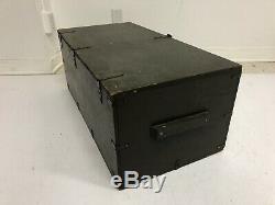 Vintage WOOD FOOT LOCKER w Tray military US army trunk chest Green storage box 5