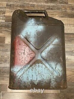 Vintage WW2 ERA US Metal Gas Jerry Can Army Military Fuel 5 Gallon US Jeep
