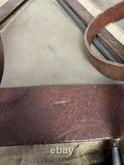 Vintage WW2 Swedish Military Metal Framed Canvas And Leather Backpack