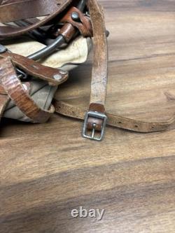 Vintage WW2 Swedish Military Metal Framed Canvas And Leather Backpack
