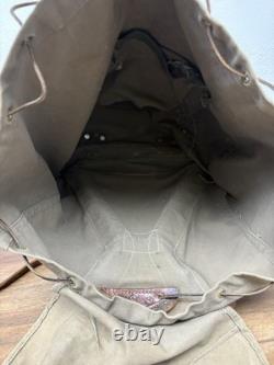 Vintage WW2 Swedish Military Metal Framed Canvas And Leather Backpack