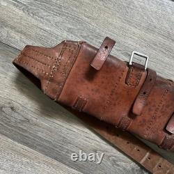 Vintage WWI WWII Swiss Military Army Leather Cartridge Bandolier Ammo Pouch Belt