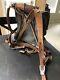 Vintage Wwii Swedish Army Military Framed Canvas Leather Backpack Ruck 3 Crown
