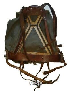Vintage WWII Swedish Army Military Framed Canvas Leather Backpack Ruck 3 Crown