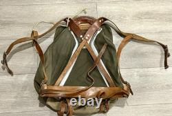 Vintage WWII Swedish Army Military Framed Canvas Leather Backpack Ruck 3 Crown
