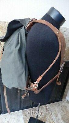 Vintage WWII Swedish Army Military Framed Canvas Leather Backpack Ruck 3 Crown