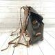 Vintage Wwii Swedish Army Military Framed Canvas Leather Backpack Ruck 3 Crown W