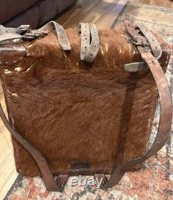 Vintage WWII Swiss Army Horse hair Leather Backpack/Rucksack Military