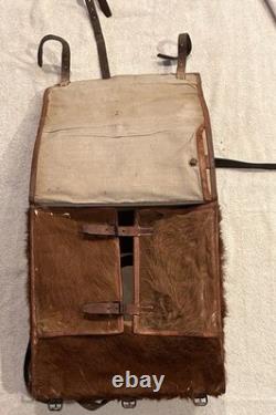 Vintage WWII Swiss Army Horse hair Leather Backpack/Rucksack Military