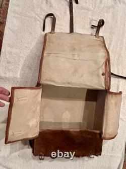 Vintage WWII Swiss Army Horse hair Leather Backpack/Rucksack Military