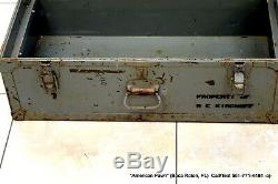 Vintage Wood & Metal Military US Army Navy Chest Box Footlocker Trunk Circa WWII